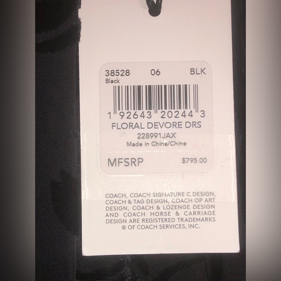 COACH Floral Devor Dress Sz6 Black Originally $795. - Picture 7 of 12